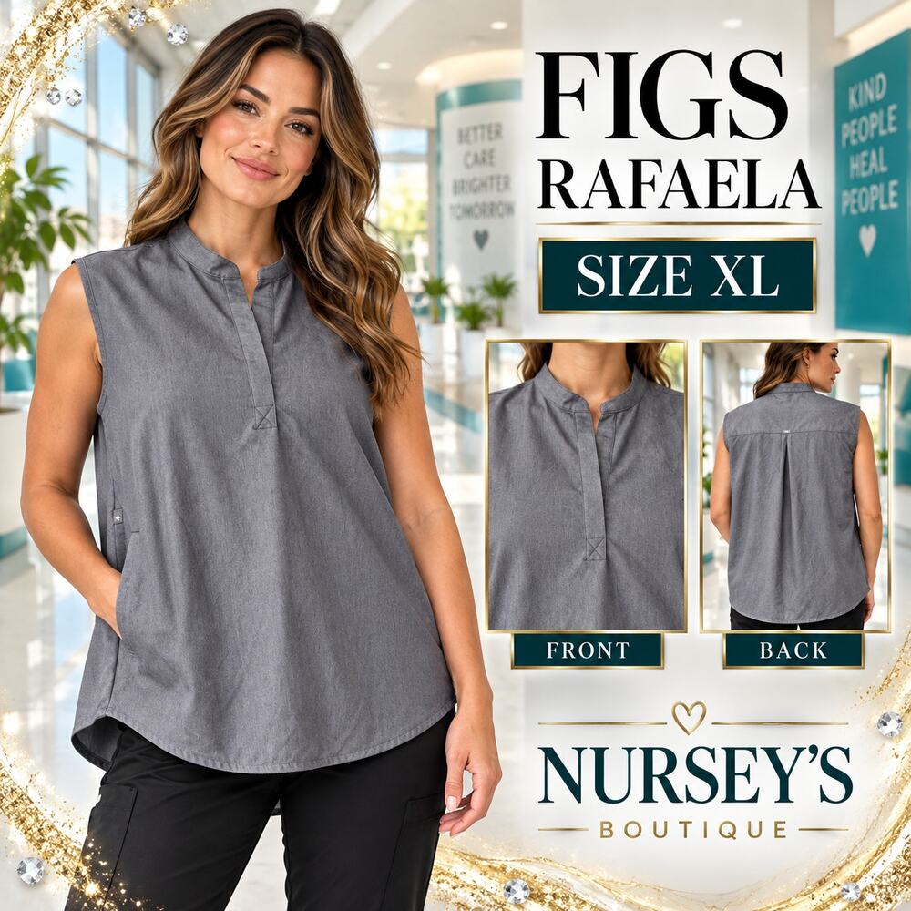 FIGS Rafaela Oversized Scrub Top XL Graphite Gray Sleeveless Medical
